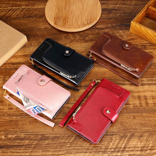 Flip zipper leather wallet - zipper,
