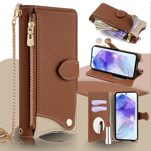 Zipper leather wallet phone - zipper,